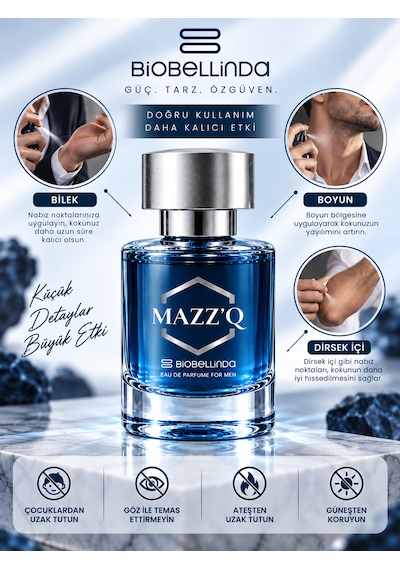 Mazz Q Blue Erkek Parfüm Eau De Parfum Çekici Koku 50 Ml Aromatik