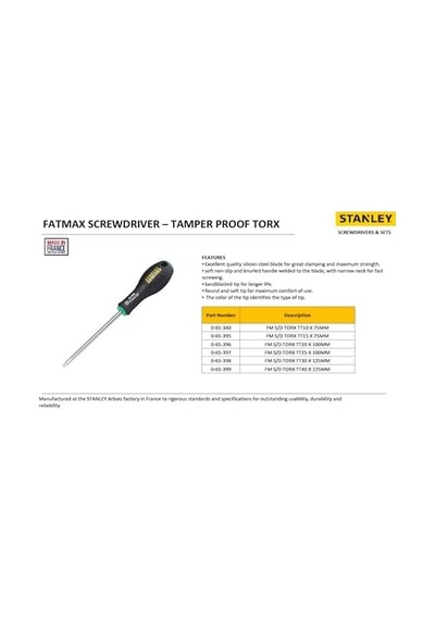 - Tornavida Torx, Tt10, 75 Mm Schwertlaenge, Krom-vanadyum, Ergonomik Soft Handgr, 0-65-395