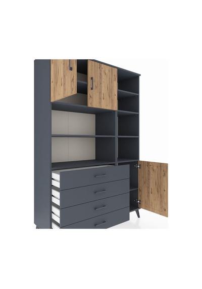 Hyperion Dolap 9 Raflı 4 Çekmeceli 3 Kapaklı 132x44x195 Antrasit-çam/antrasit Atlas Çam/antrasıt Hyperion Dolap 9 Raflı 4 Çekmeceli 3 Kapaklı 132x44x195 Antrasit-çam/antrasit Atlas Çam/antrasıt