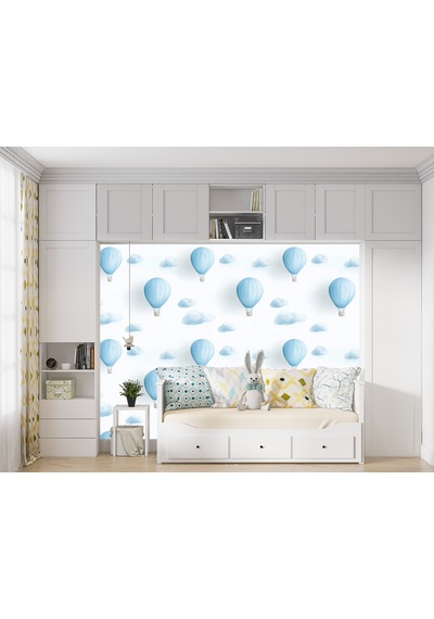 Bulutlar Balonlar Desen Çocuk Odası Poster Duvar Kağıdı