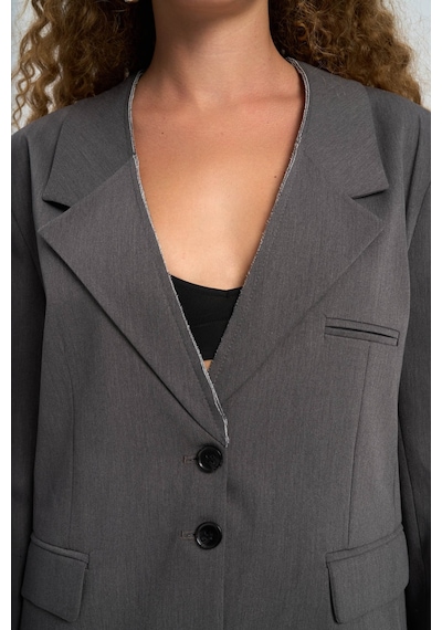 Mai Studios Co. Volda Yaka Detay Antrasit Blazer Antrasit