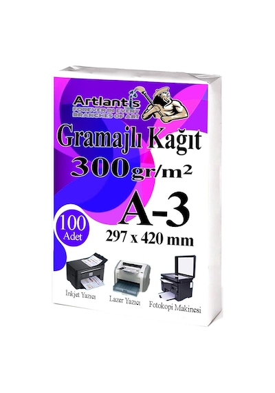 A3 Gramajlı Fotokopi Kağıdı 100 Adet 300 Gr Sertifika Kağıdı Kalın Kağıt Baskı Tüm Yazıcılara Uyumlu 29.7x42cm Ofis Büro