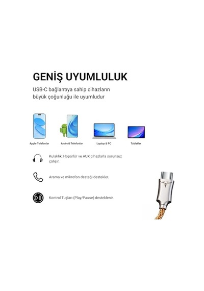 Klasse Type-c - 3.5 Alc5686 Çip Hifi Dac Ses Kartı Kulaklık Kablosu Usb Başlık