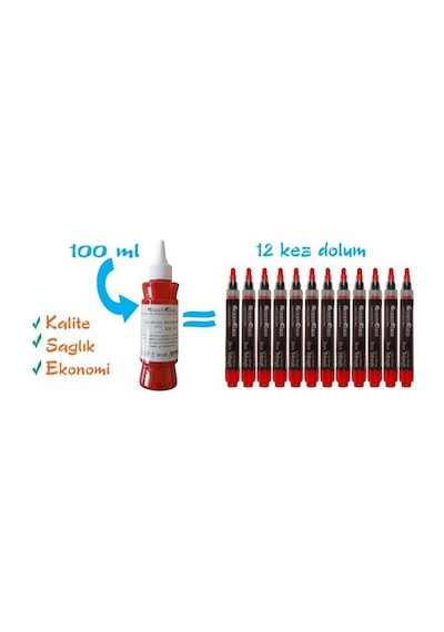 Sıvı Tebeşir Mürekkebi 100 Ml Kırmızı Green Class 12 Dolum