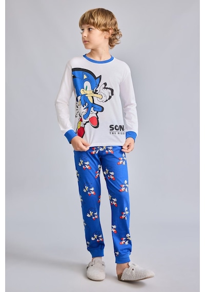 Defacto Sonıc The Hedgehog Baskılı Uzun Kollu Üst Jogger Fit Alt 2li Pijama Takımı Erkek Çocuk I1682a826auwt34 Beyaz-wt34