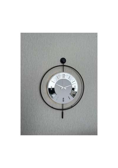 Pey Aksesuar 50x70 Cm Metal Pleksi Ahşap Ve Işığın Muhteşem Uyumu Duvar Saati Dekoratif M54-siyah-beyaz-gümüspleksi