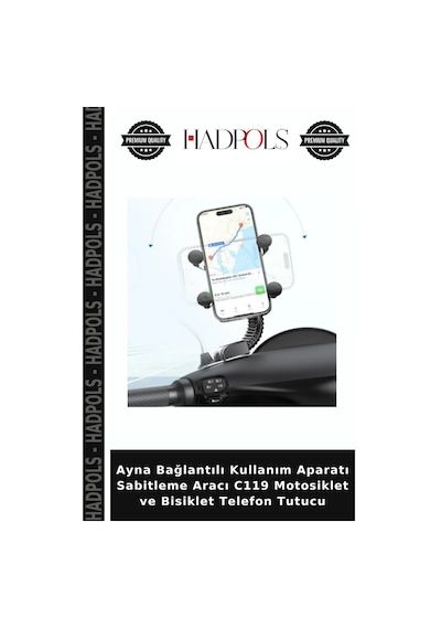 Ayna Bağlantılı Kullanım Aparatı Sabitleme Aracı C119 Motosiklet Ve Bisiklet Telefon Tutucu