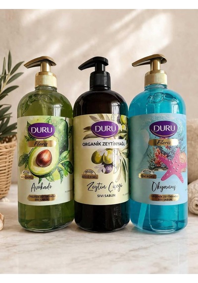 Organik Zeytinyağlı Sıvı Sabun 3'lü Set, Avokado 750ml + Zeytin Çiçeği 750ml + Okyanus 750ml