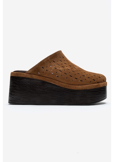 Luvishoes Lune Toprak Süet Hakiki Deri Delikli Kadın Dolgu Topuklu Terlik