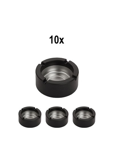10 Adet Çelik 9 Cm Siyah Kafe Restaurant Lokanta Yuvarlak Kül Tablası Küllük Mt1