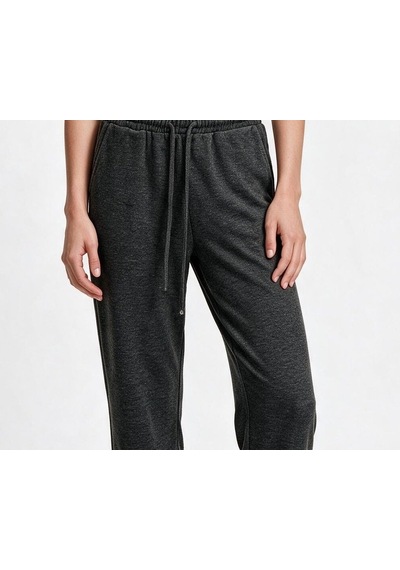 Ekol Kadın Lastik Bel Bağcıklı Cepli Rahat Kesim Melanj Jogger Pantolon Haki