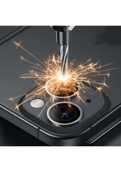 Apple Uyumlu iPhone  15 / 15 Plus Kamera Lens Koruyucu Siyah Siyah