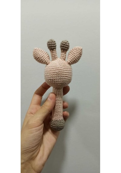 Yenidoğan Sevimli Zürafa Çıngırak Amigurumi Organik Oyuncak Karış Çok Renkli