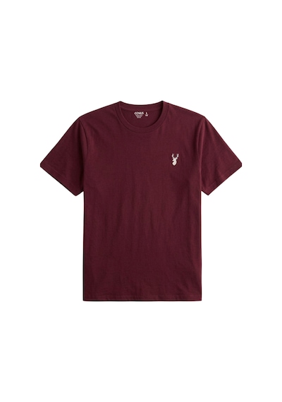 Genius Store Erkek Siyah Tişört %100 Pamuk Süprem Basic Tişört Bisiklet Yaka Nakışlı T-shirt Erkek-2li Bordo-bej