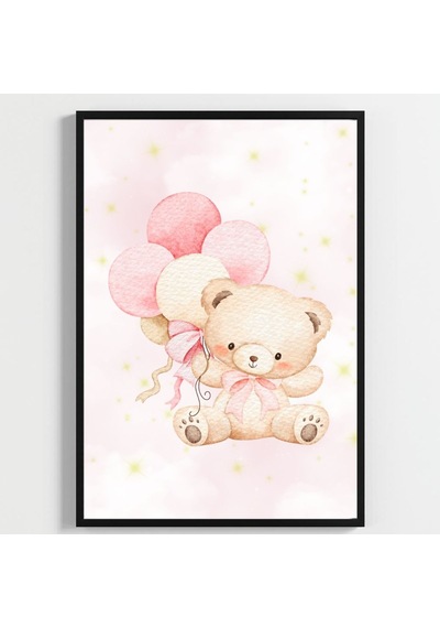 "besay Ayıcık Masalı ""baby"" Temalı Çocuk Odası Dekorasyonu Yeni Doğan Kız Bebek Hediyesi Sulu Boya Poster 3'lü Set A2 Ç