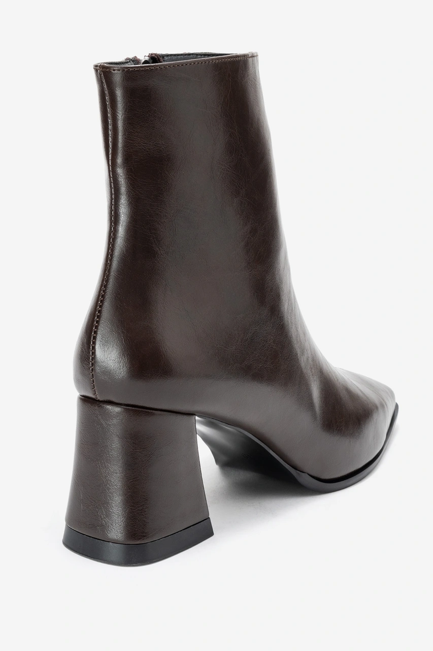 Luvishoes Luvi Shoes Arven Kahverengi Cilt Kadın Kalın Topuklu Bot Kahverengi Deri