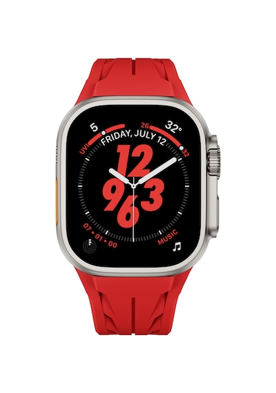Apple Uyumlu  Watch Ultra 49mm Krd-127 Metal Tokalı Silikon Kordon-siyah