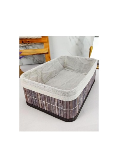 Deconox Bambu Çok Amaçlı Saklama Kutusu Düzenleyici Büyük Boy Organizer, Dekoratif Bambu Düzenleyici Gri 33x23x Diğer