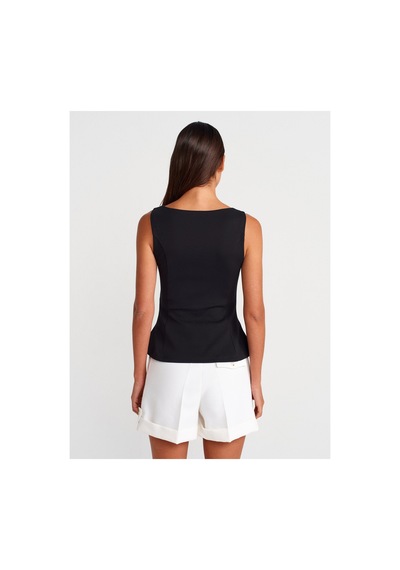 Dilvin 21001 Kayık Yaka Peplum Top Siyah