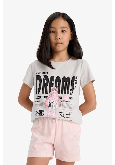 DeFacto Kız Çocuk Pijama Takımı Baskılı Kısa Kollu Üst Desenli Şort E0545A825HSGR293 Gri DeFacto Kız Çocuk Pijama Takımı Baskılı Kısa Kollu Üst Desenli Şort E0545A825HSGR293 Gri
