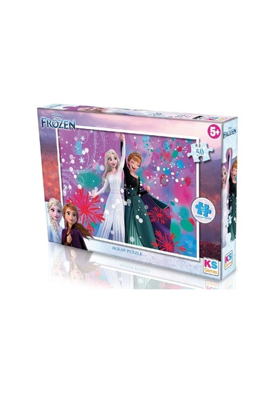 Ks Games 50 Parçalı Kız Çocuk Frozen Lisanslı Kutulu Puzzle - Frz709 Standart