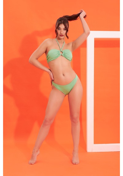 Loya Kadın Yeşil Fitilli Straplez Tek Üst Bikini