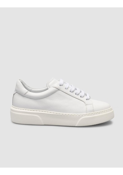 Monamae %100 Hakiki Deri Beyaz Kadın Sneaker Beyaz