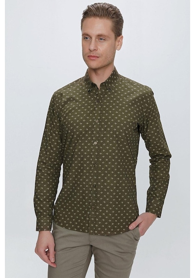 Efor G 1518 Slim Fit Haki Spor Gömlek Haki