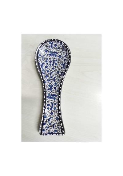 Bsg Design Store Seramik Kaşıklık Kepçe Altlığı Mavi Beyaz Çiçek Desenli Dekoratif Mutfak Aksesuarı Mavi - 945964786 Mavi