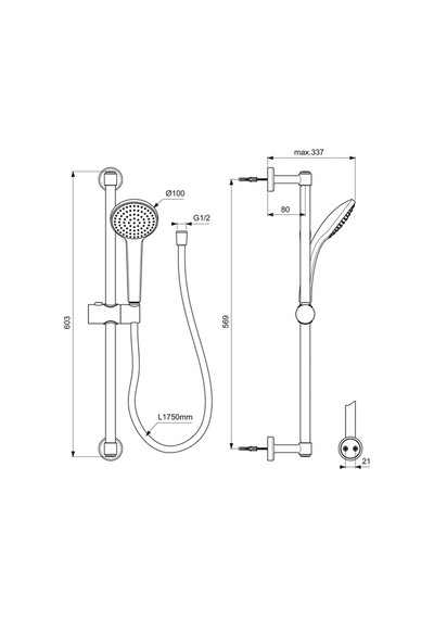 Ideal Standard Bd142xg Idealrain 100 Sürgülü Duş Seti Mat Siyah Siyah