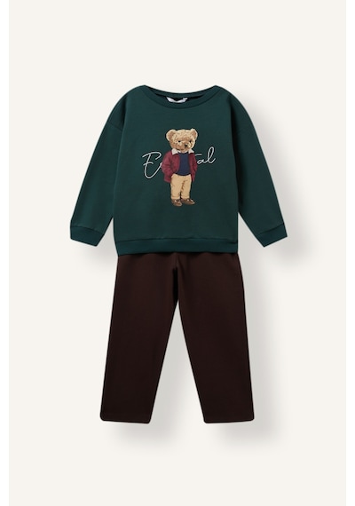 Defacto Ayı Baskılı Sweatshirt Ve Eşofman Altı 2li Takım Erkek Bebek I3308a526wngn536 Yeşil-gn536