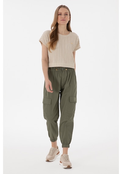 U.S. Polo Assn. Kadın Koyu Haki Jogger Fit Kanvas Pantolon 50300356-VR111