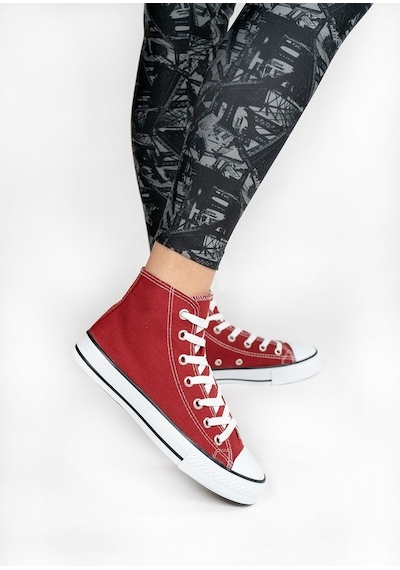 Unisex Bilekli Keten Spor Ayakkabı Bordo