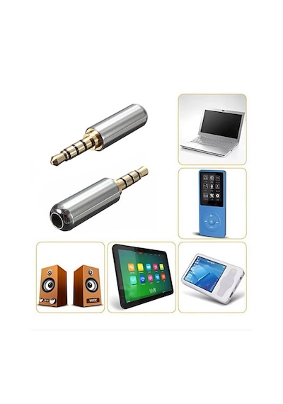 3.5mm Stereo Jak 3 Pin 4 Boğumlu Metal Konnektör - Lehim Tipi Gri