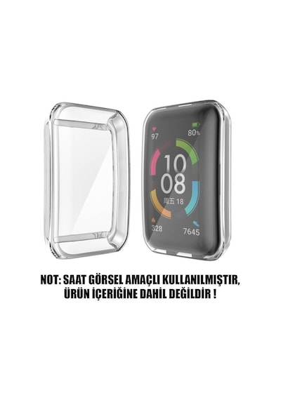 Huawei Honor Band 9 İçin Kılıf 360 Full Round Soft Silicone Şeffaf Honor Band 9 İle Uyumlu Kılıf - Şeffaf