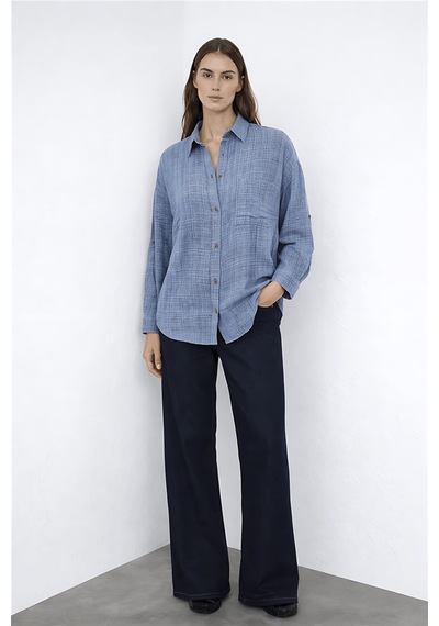 Fashion Friends Pamuklu Rahat Kalıp Uzun Kollu Gömlek Gömlek 26y0245k1 İndigo