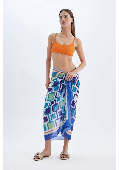 DeFacto Regular Fit Desenli Vual Pareo-Fall in Love D2745AXNSTR406 Turkuaz