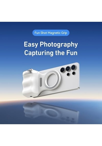 Manyetik Kamera Tutucu Grip Bluetooth 5.3 Uzaktan Kumandalı 10m Çekim Mesafesi Zoom Kontrollü 2 Kademeli Deklanşörlü Ergonomik Telefon Çekim Aparatı Tripod Uyumlu Zp37