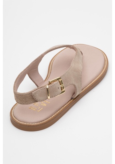 Luvishoes Luvi Shoes Belinda Bej Süet Hakiki Deri Kadın Parmak Arası Sandalet Süet Bej