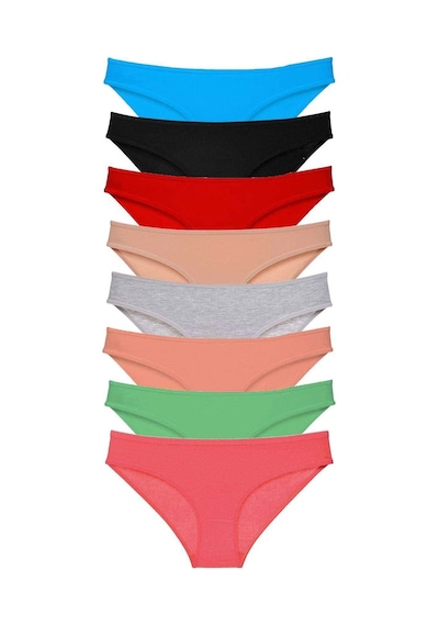 8 Adet Süper Eko Set Likralı Kadın Slip Külot Set 4 Çok Renkli