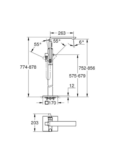 Grohe 25222001Allure Yerden Küvet Bataryası Gümüş