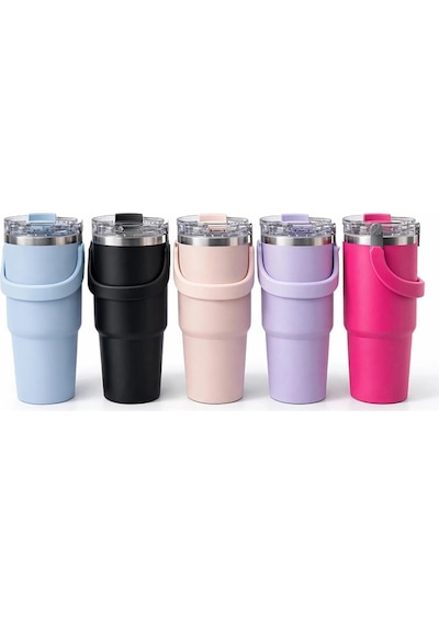 900 Ml Taşıma Kulplu Paslanmaz Çelik Termos Mug - Vakumlu Isı Yalıtımlı Bardak Alk4631 Çok Renkli