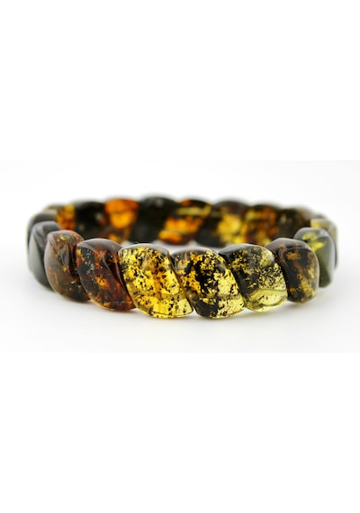 Kehribar Bileklik Özel Fosilli Roleks Tasarım Ambergold Blk23-42 Çok Renkli