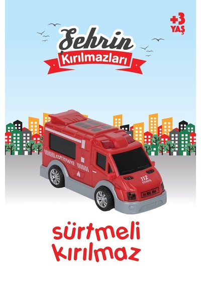 Şehrin Kırılmazları Sürtmeli Oyuncak İtfaiye Aracı 12,5 Cm 3+ Yaş