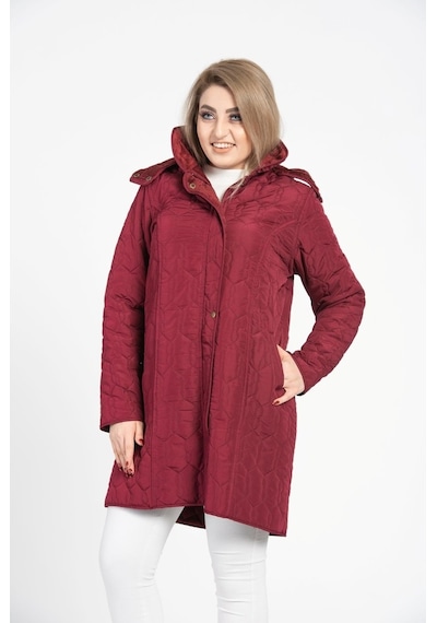 Vetre Kadın Kapitone Mont (95 Cm) Bordo Büyük Beden 1016 Çok Renkli