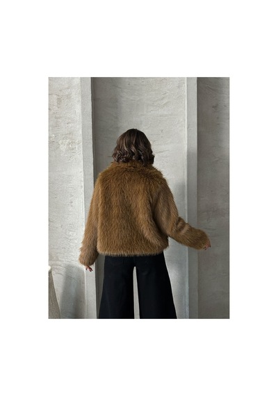Verymoda Suni Kürk Kadın Mont- F1820 Kahve