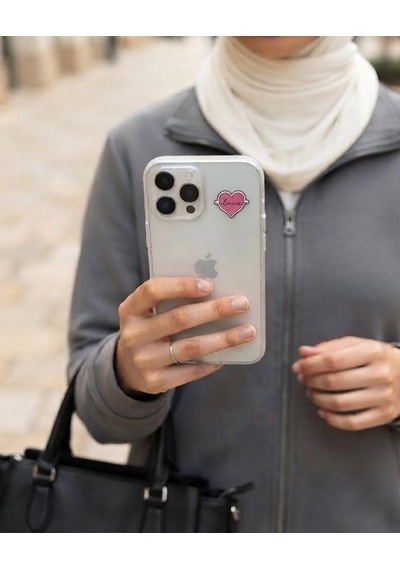 Pembe Kalıp Şekli Telefon Sticker 3d Metal Tasarım, Arka Süs A300149