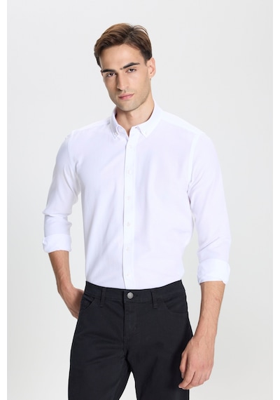 George Henry Gizli Düğmeli Yaka Kolay Ütülenebilir Pamuklu Slim Fit Dar Kesim Oxford Gömlek Beyaz George Henry Gizli Düğmeli Yaka Kolay Ütülenebilir Pamuklu Slim Fit Dar Kesim Oxford Gömlek Beyaz