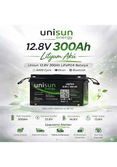 Unisun 12.8v 300a Lityum Akü