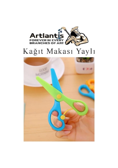 Renkli Kağıt Makası 2 Adet Plastik Yaylı Küt Uç Korumalı Okul Makası Çocuk Makası Okul Öncesi Kreş Ana Sınıfı